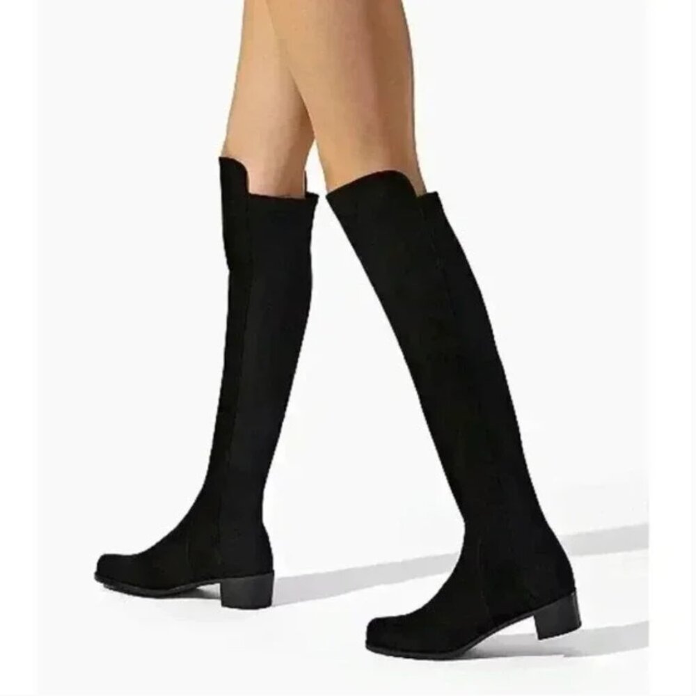 Stuart Weitzman 5050 Reserve Over the Knee Suede Boots Black Suede Size 5.5